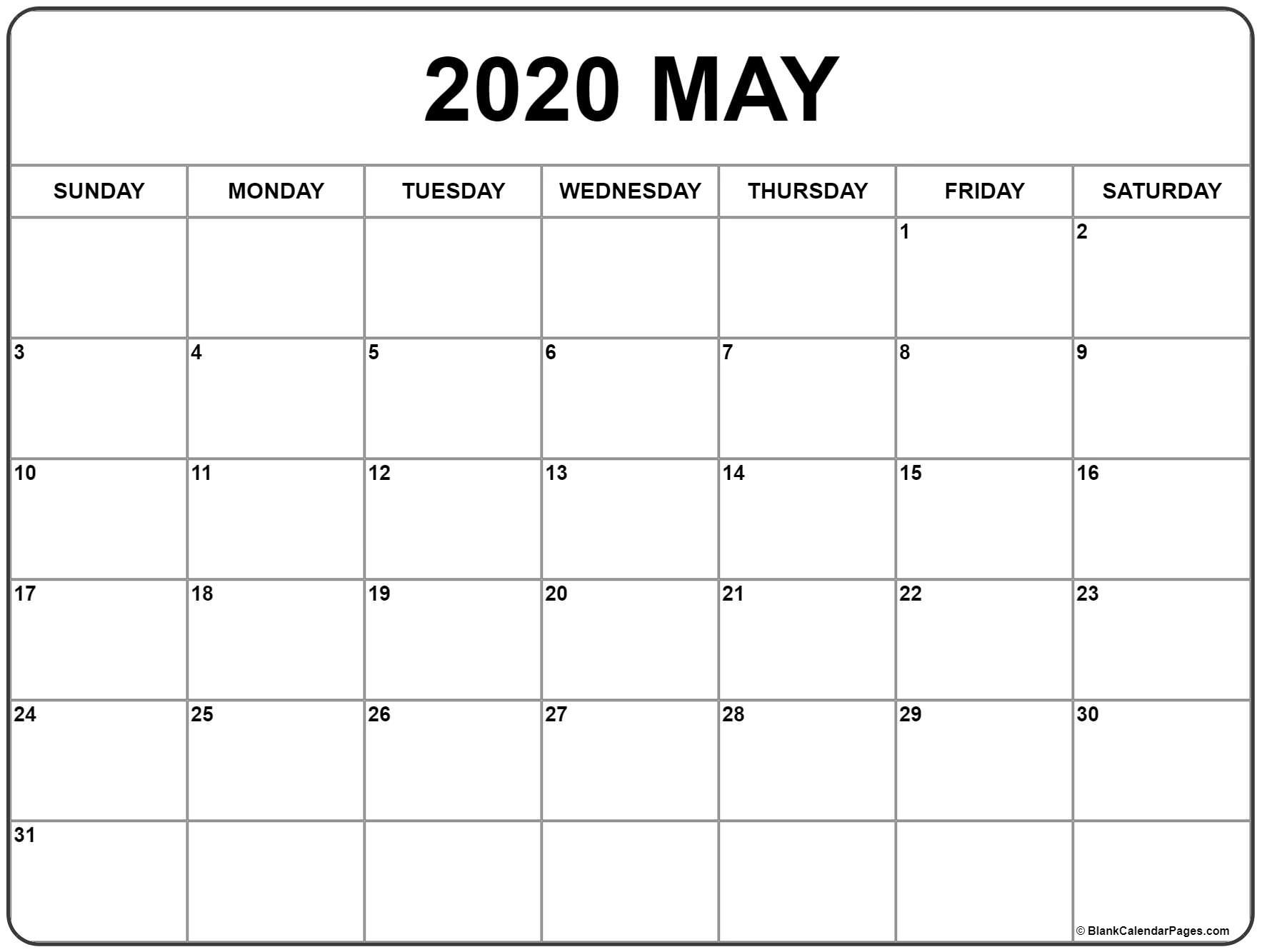 May 2020 Calendar | Free Printable Monthly Calendars