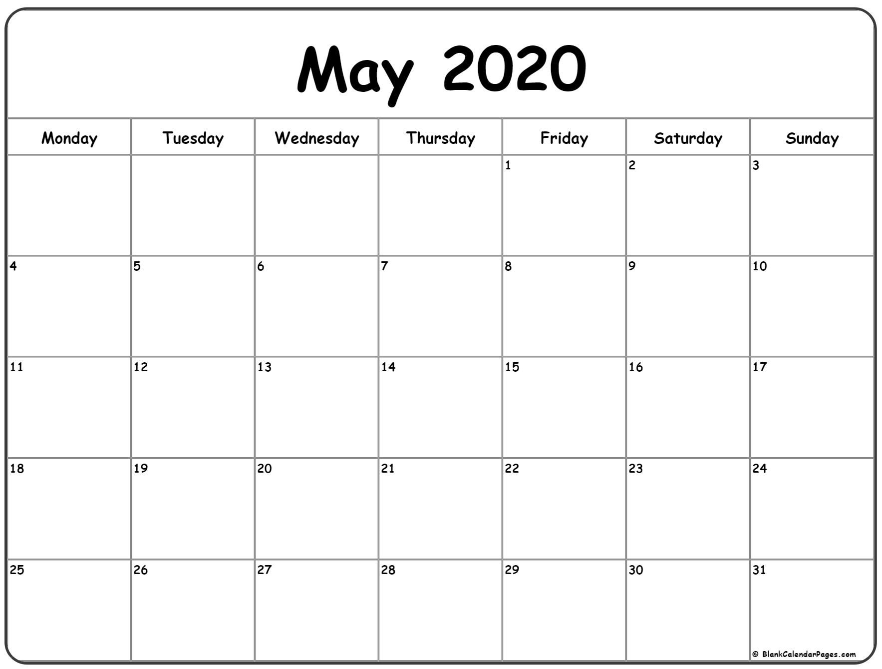 Effective May Calendar Starting On Monday