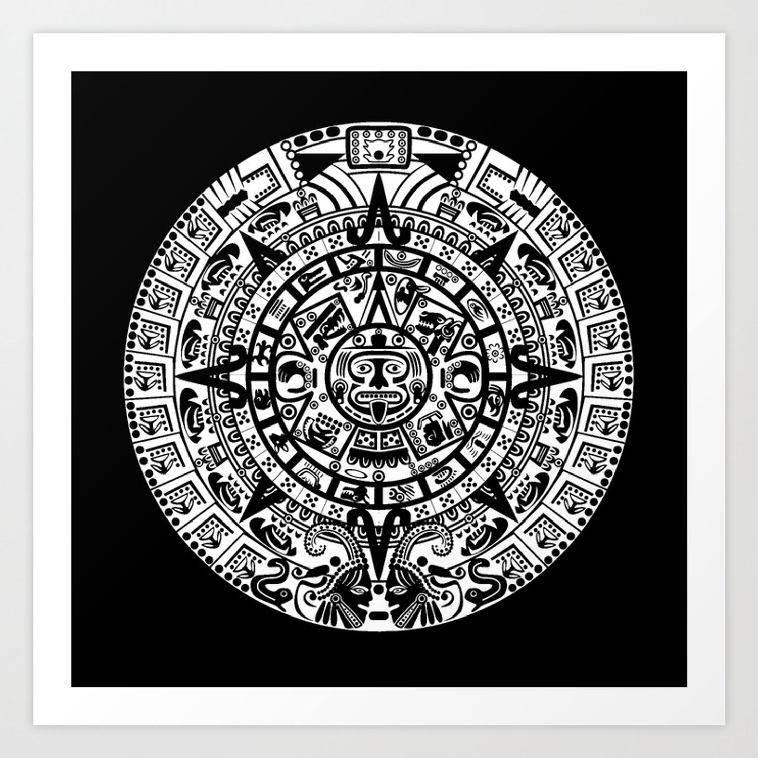 Mayan Calendar Art Print By Thinlinetextiles