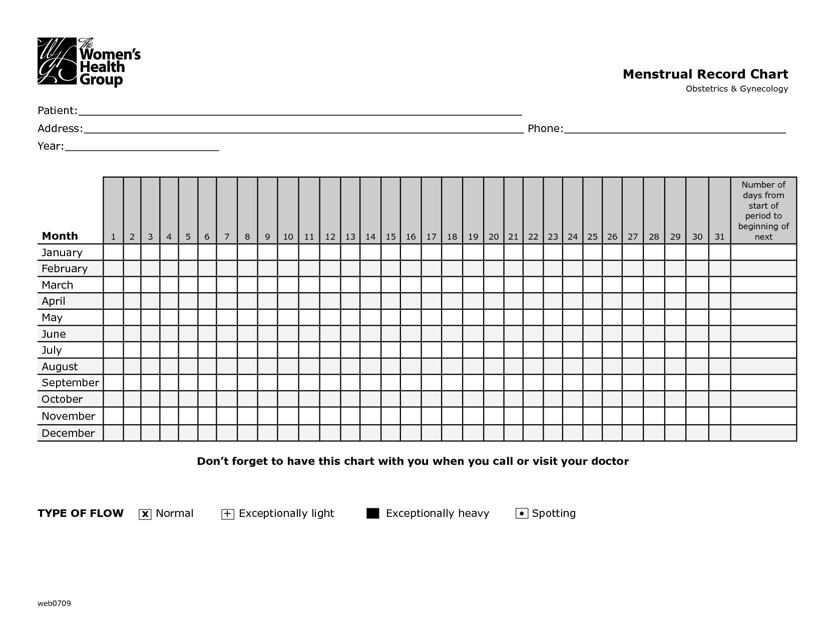 Menstrual Chart Printable | Shop Fresh