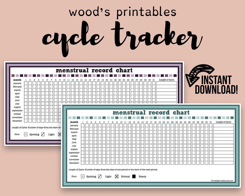 Menstrual Cycle Record Pdf Printable; Period Calendar, Cycle