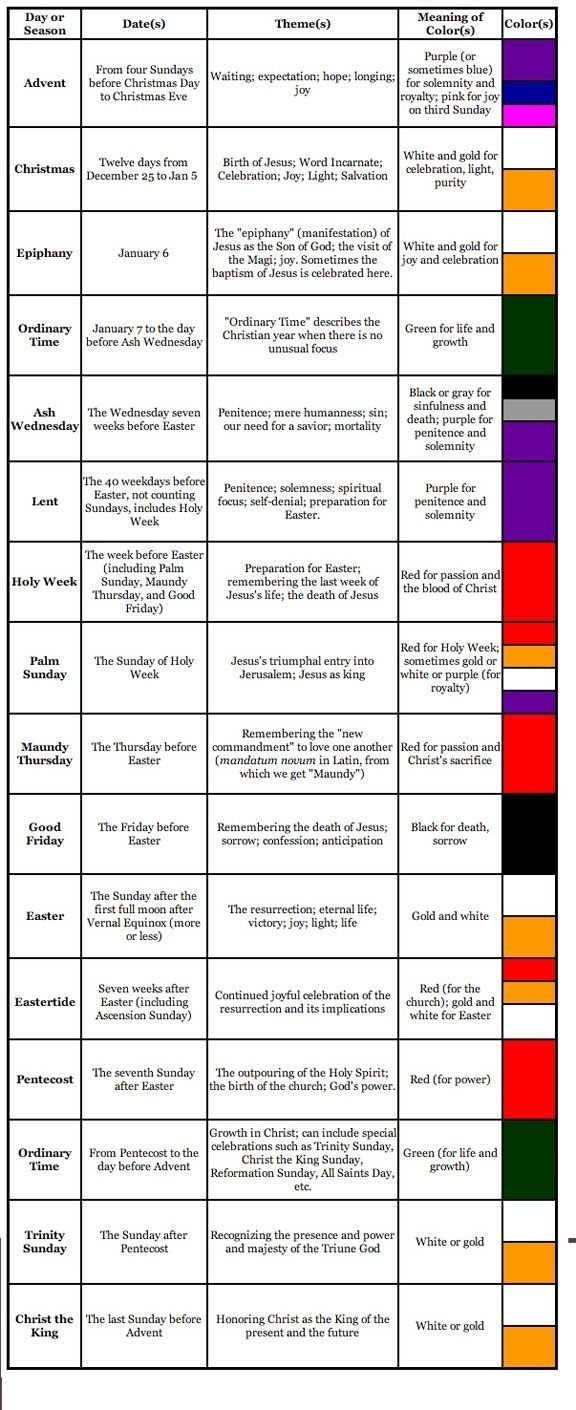 Create Your Liturgical Colors Calendar For Methodist | Get ...