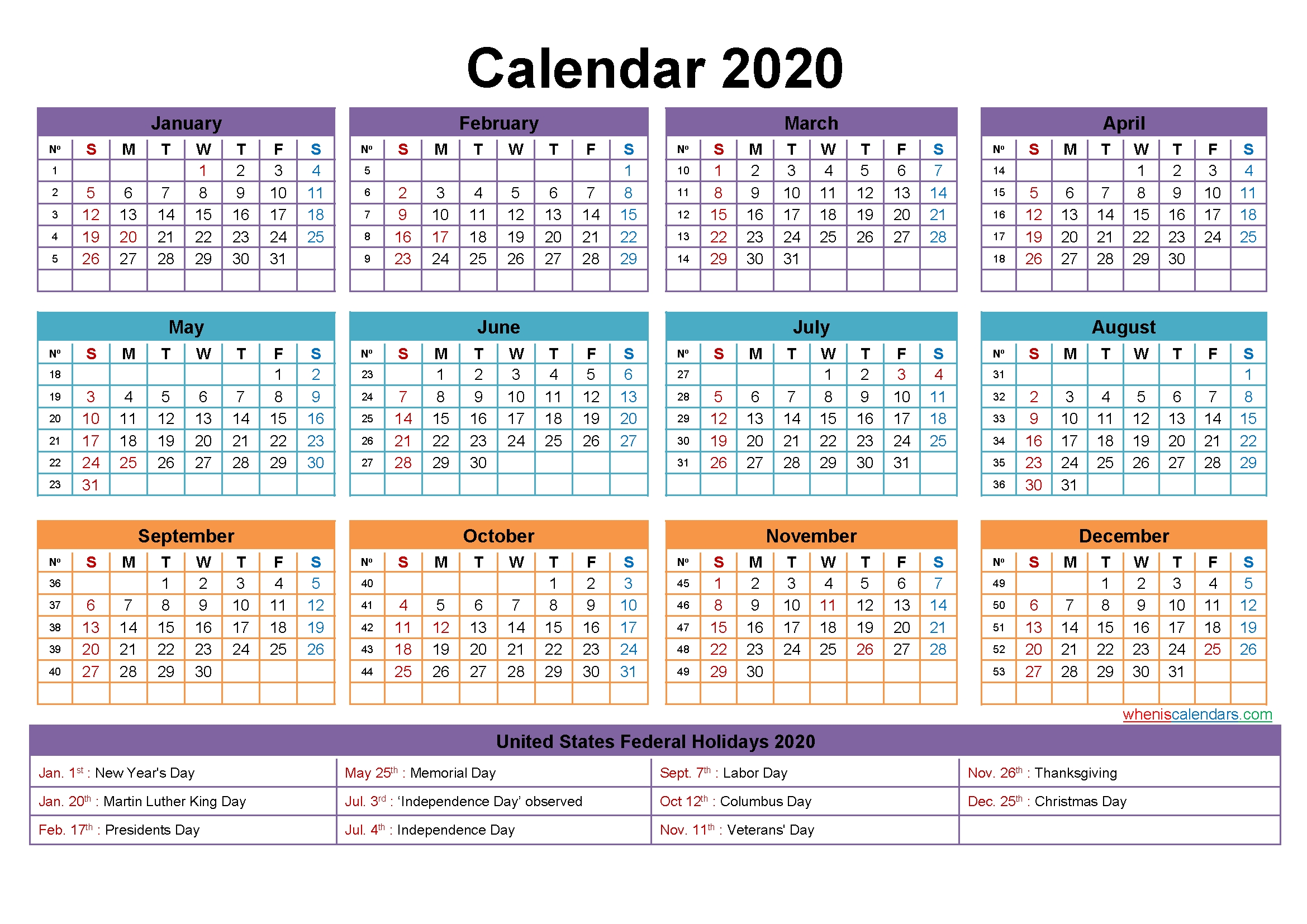 Mini Desk Calendar 2020 Free Printable | Free Printable 2020