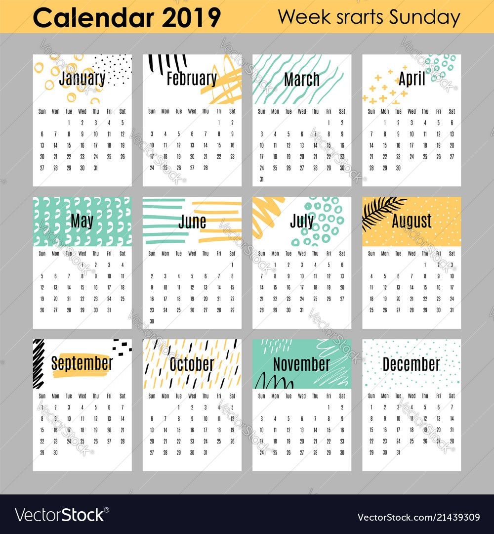 Modern Creative Calendar 2019 12 Design Templates