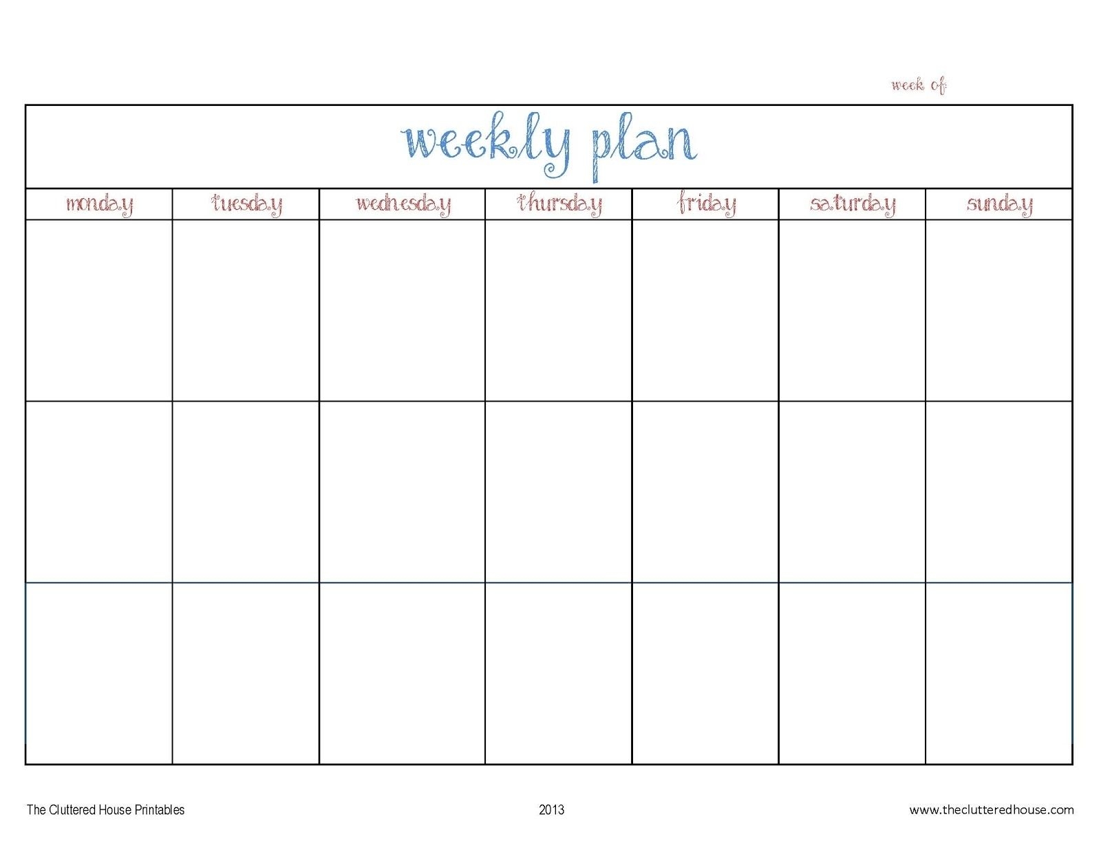 Monday To Friday Planner Template | Calendar For Planning