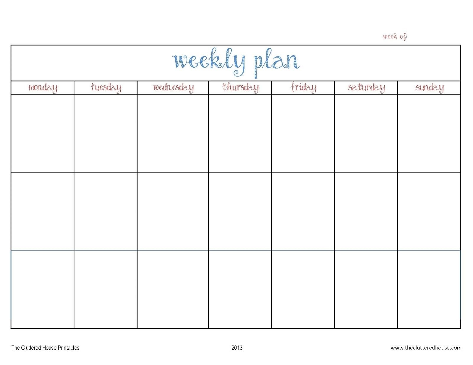 Monday To Friday Planner Template - Calendar Inspiration Design
