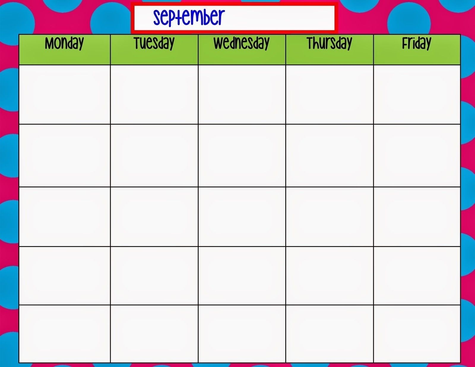 Monday To Friday Schedule Printable - Calendar Inspiration