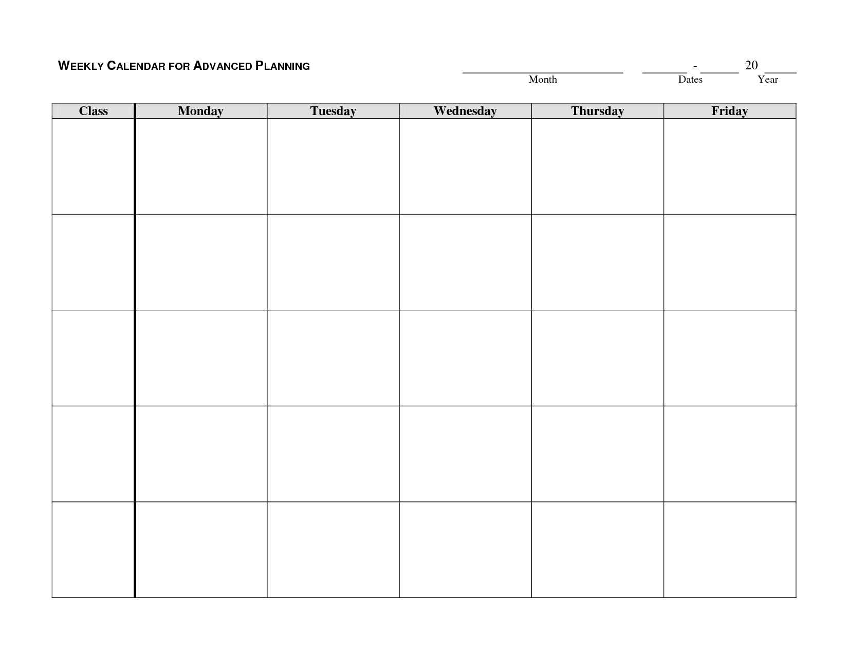 Monday To Friday Schedule Printable - Calendar Inspiration