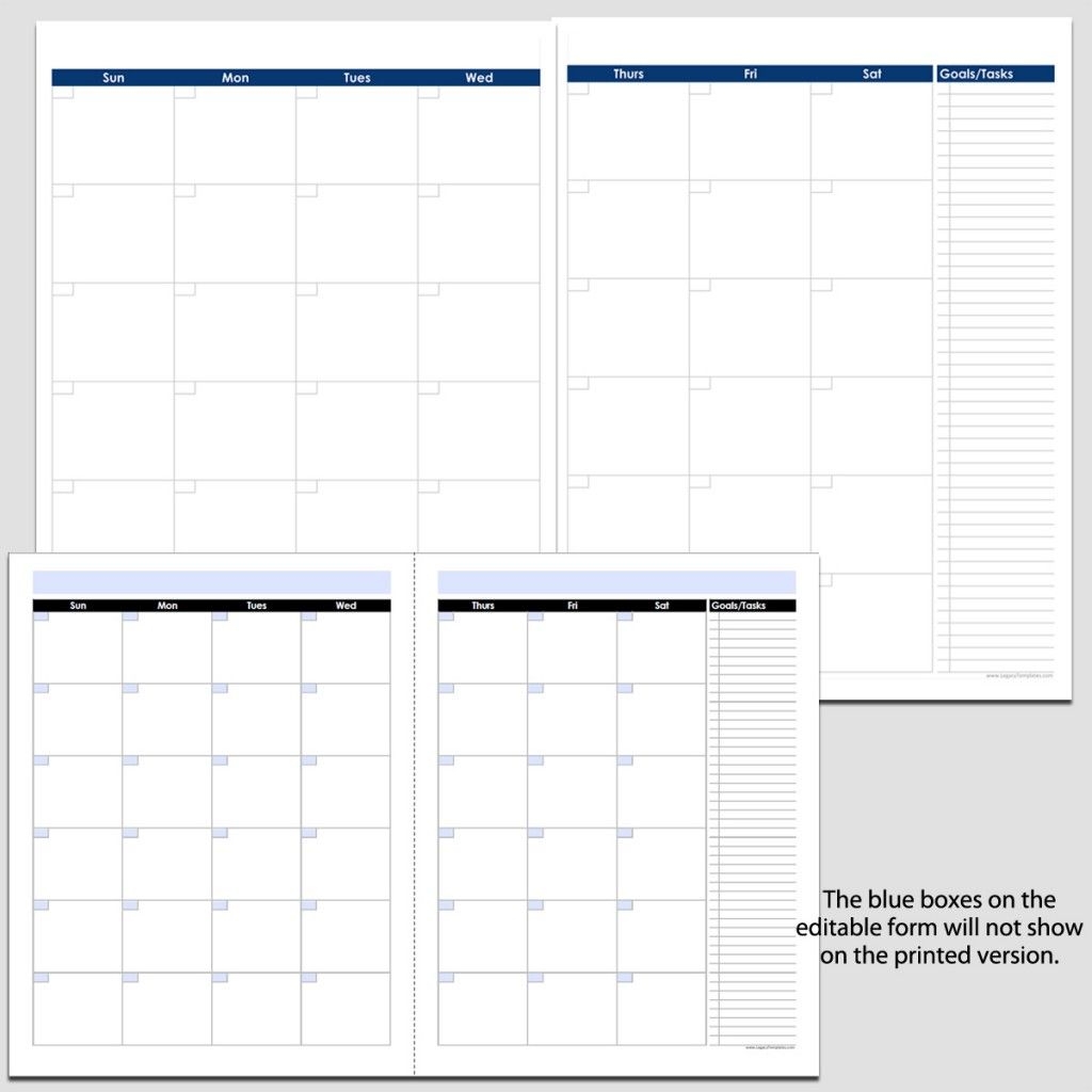 The 8 1/2 X 11 Blank Calendar Pages  Get Your Calendar Printable