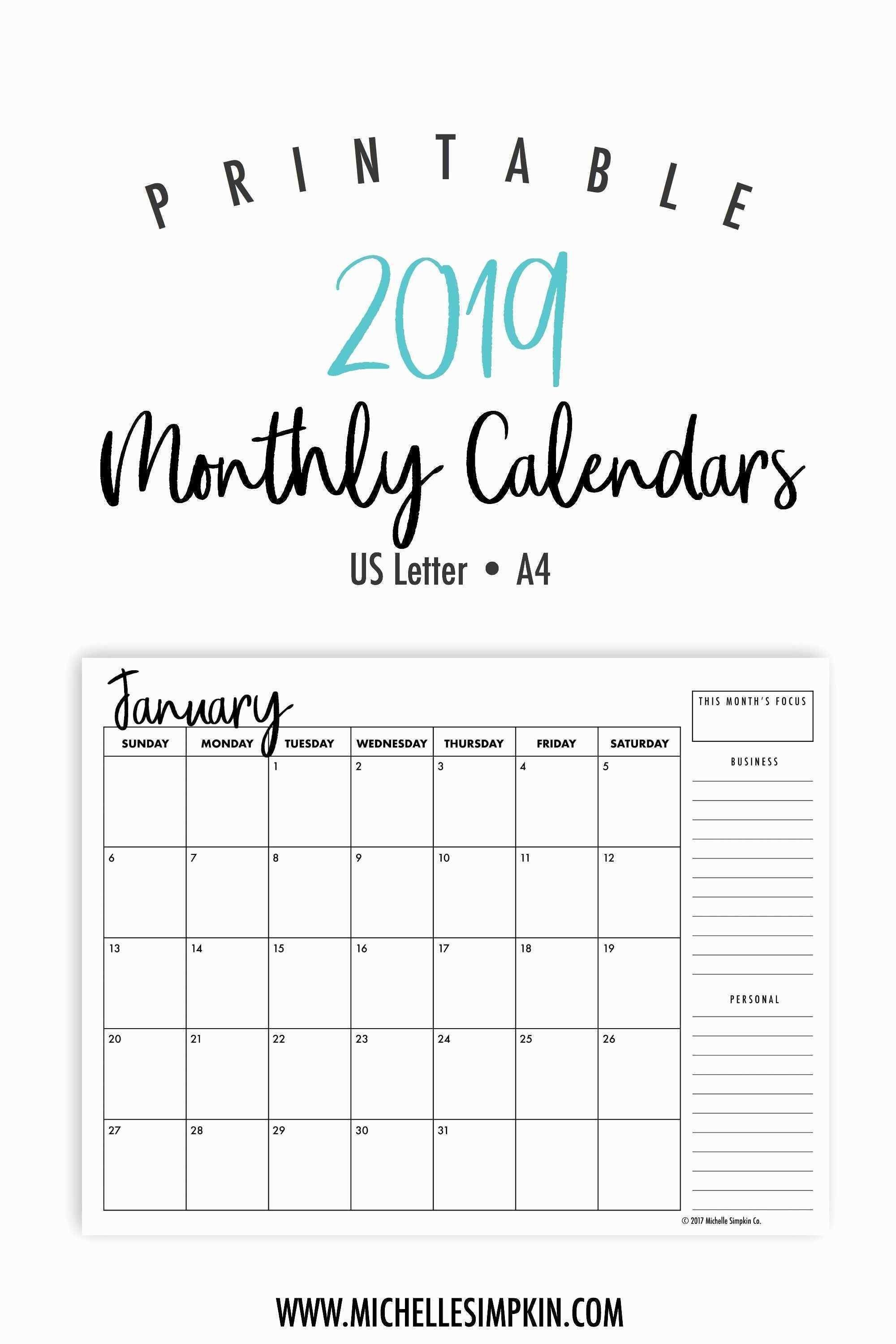 Monthly Budget Calendar Template Best Of 2019 Calendar 2019