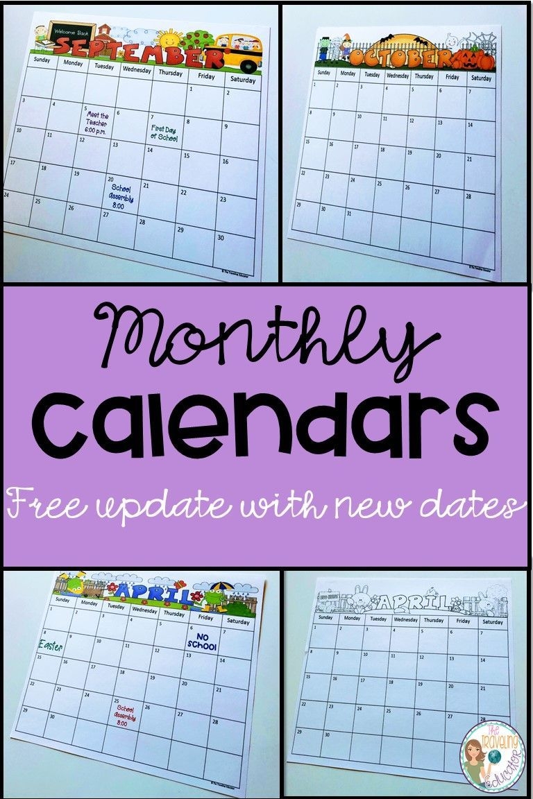 Monthly Calendar Editable Template (2019-2022) (With Images