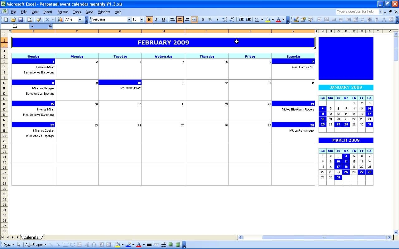 Monthly Event Calendar » Exceltemplate