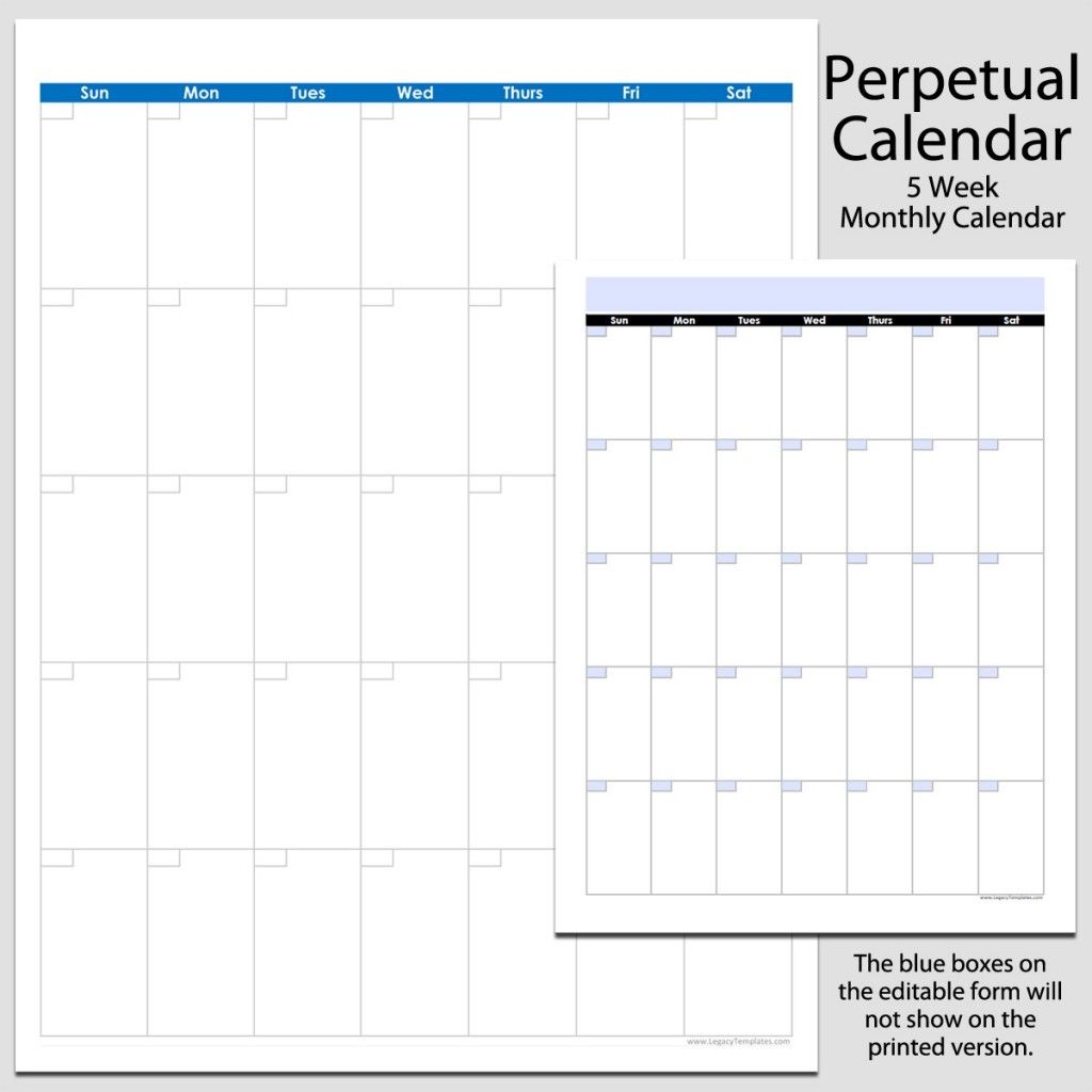 Monthly Perpetual Calendar In Portrait – 8 1/2″ X 11