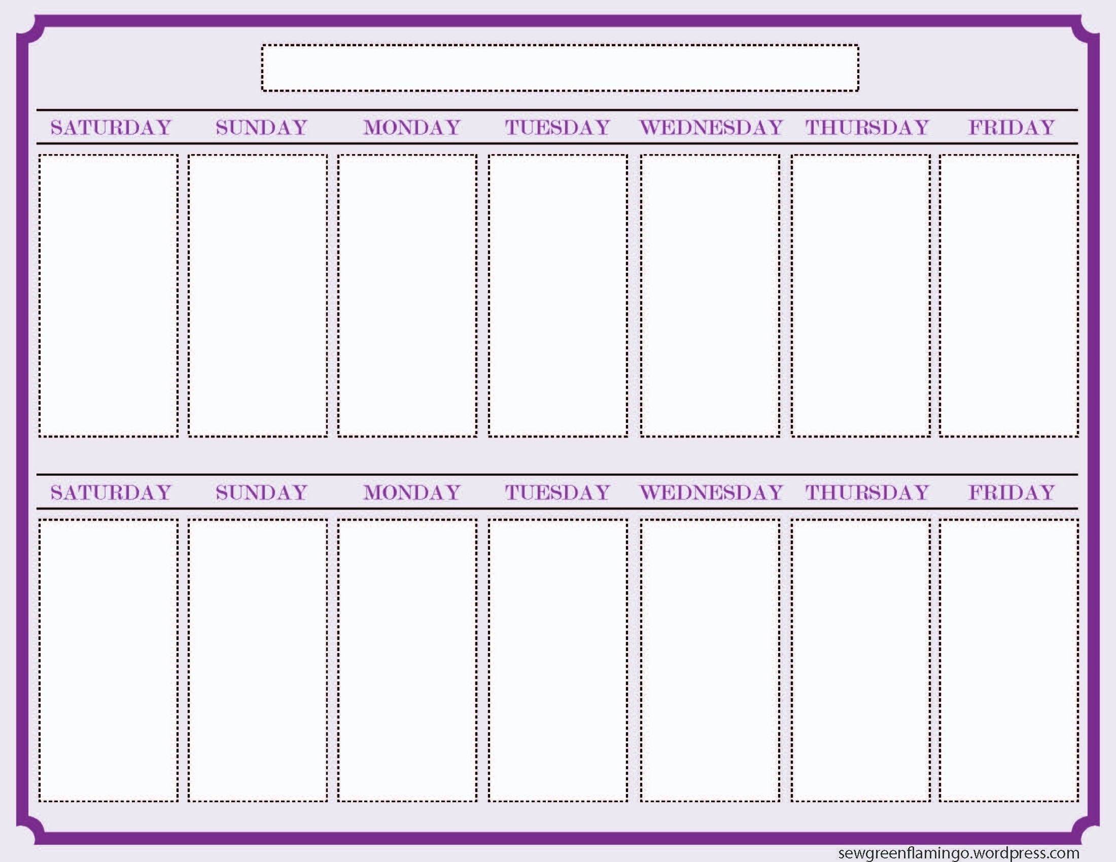 New Printable 2 Week Calendar | Blank Calendar Template