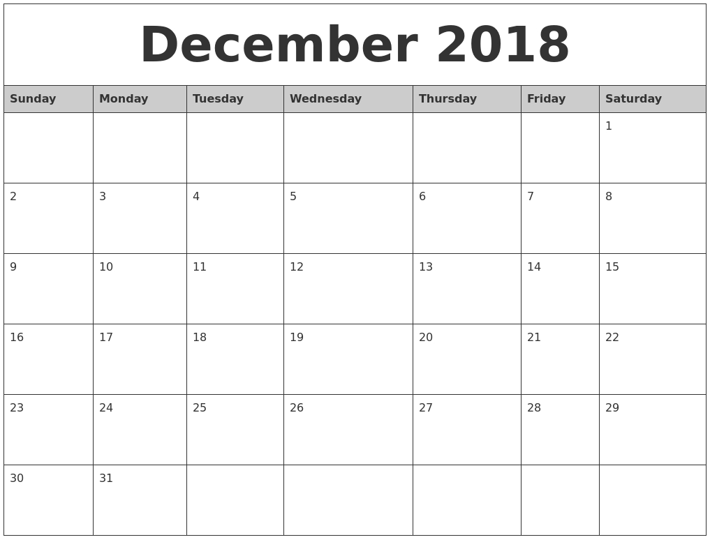 November 2018 Calendar With Holidays Usa — Free December