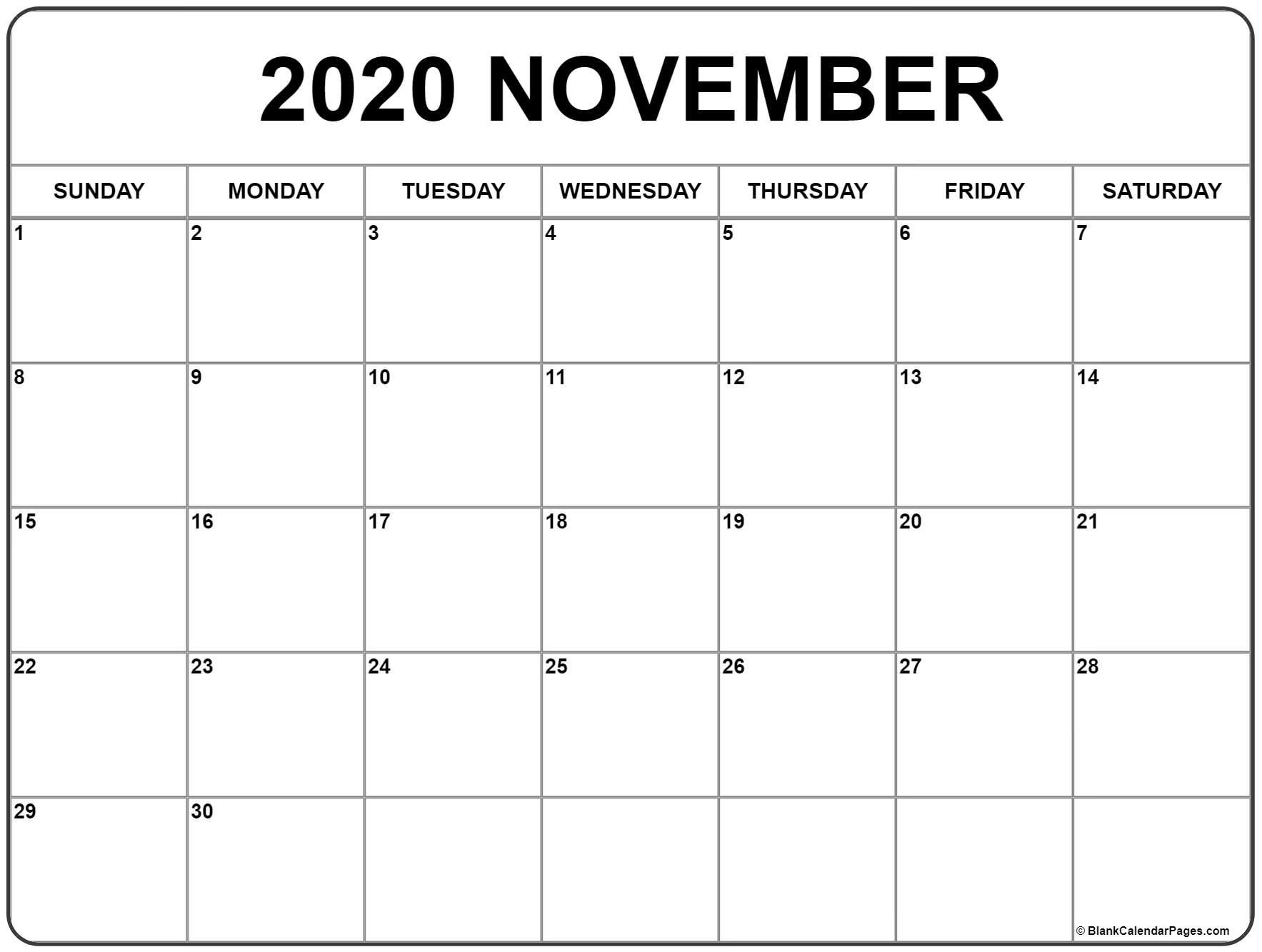 November 2020 Calendar | Free Printable Monthly Calendars