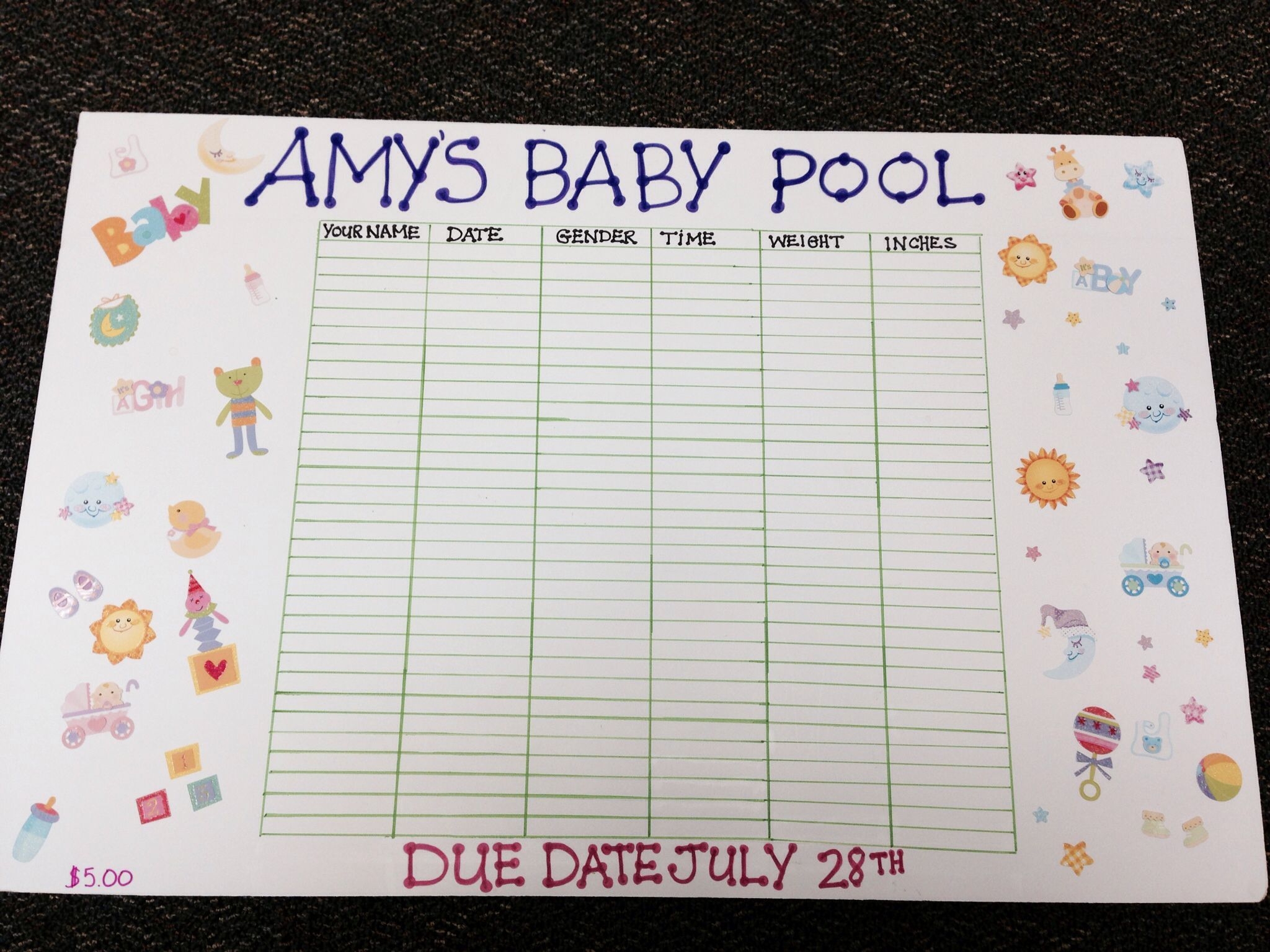 Baby Due Date Betting Pool Template