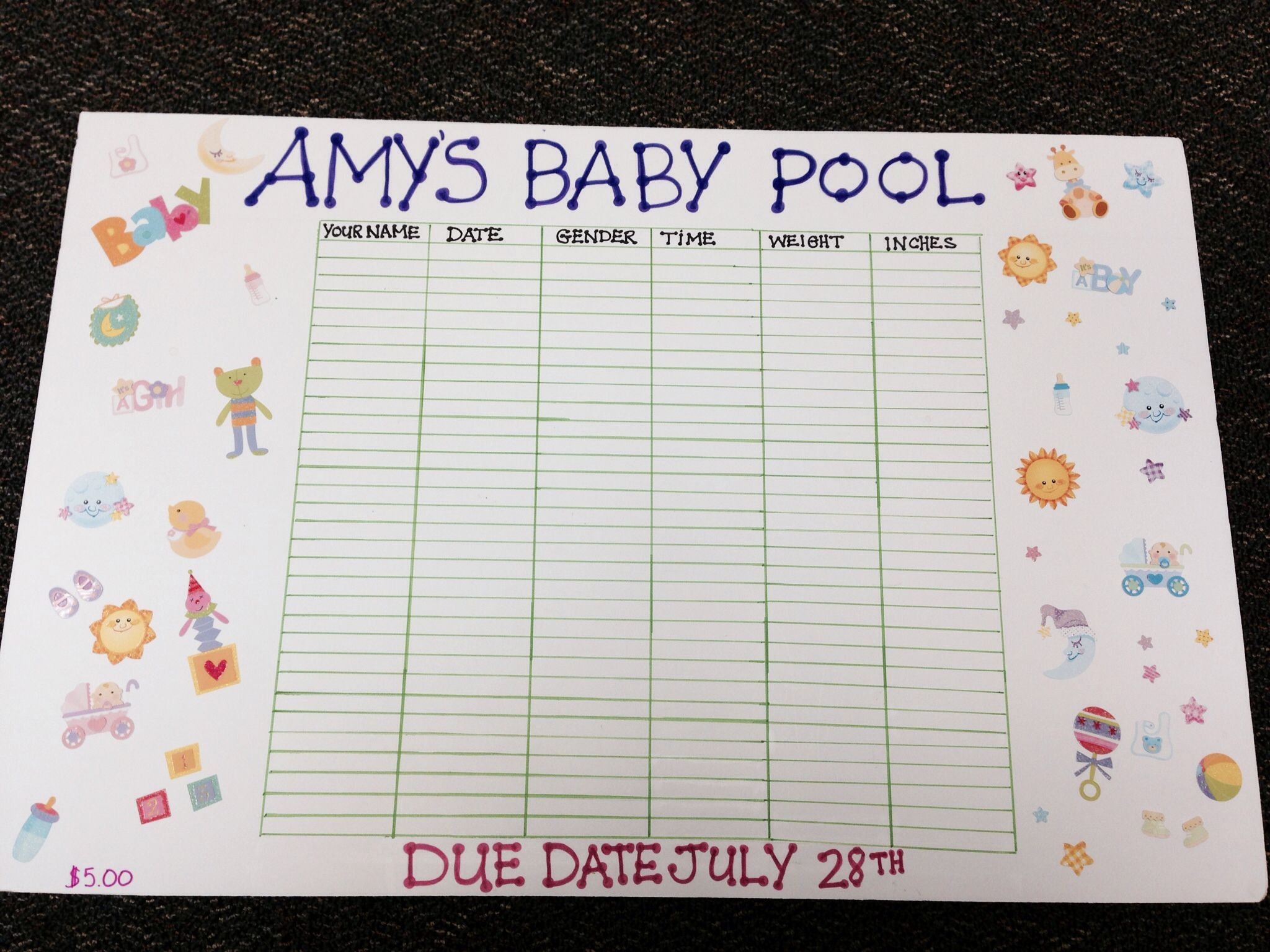 Universal Guess The Baby Weight And Date Template Get Your Calendar Printable