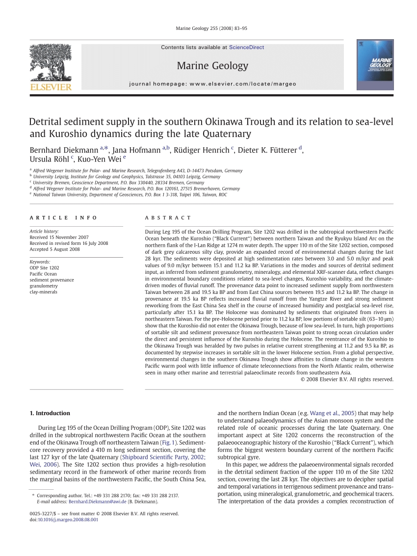 Pdf) Detrital Sediment Supply And Late Quaternary