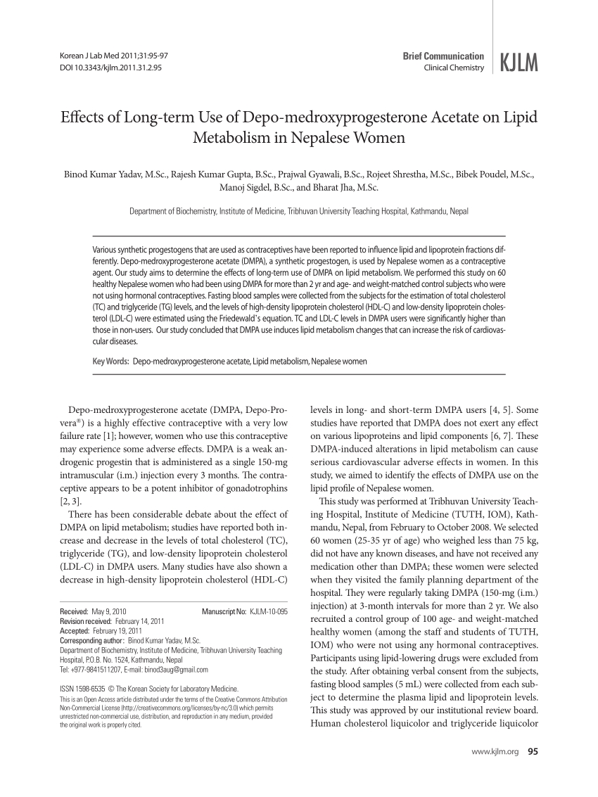 Pdf) Effects Of Long-Term Use Of Depo-Medroxyprogesterone