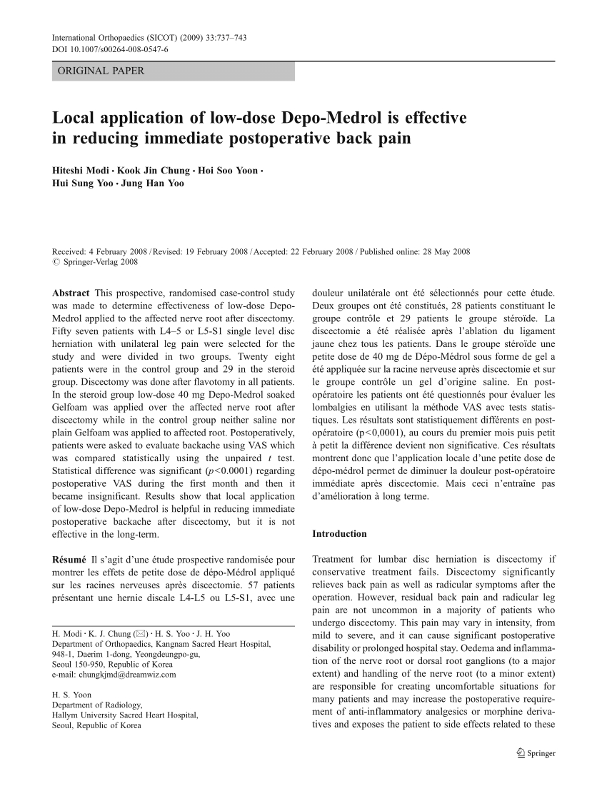 Pdf) Local Application Of Low-Dose Depo-Medrol Is Effective