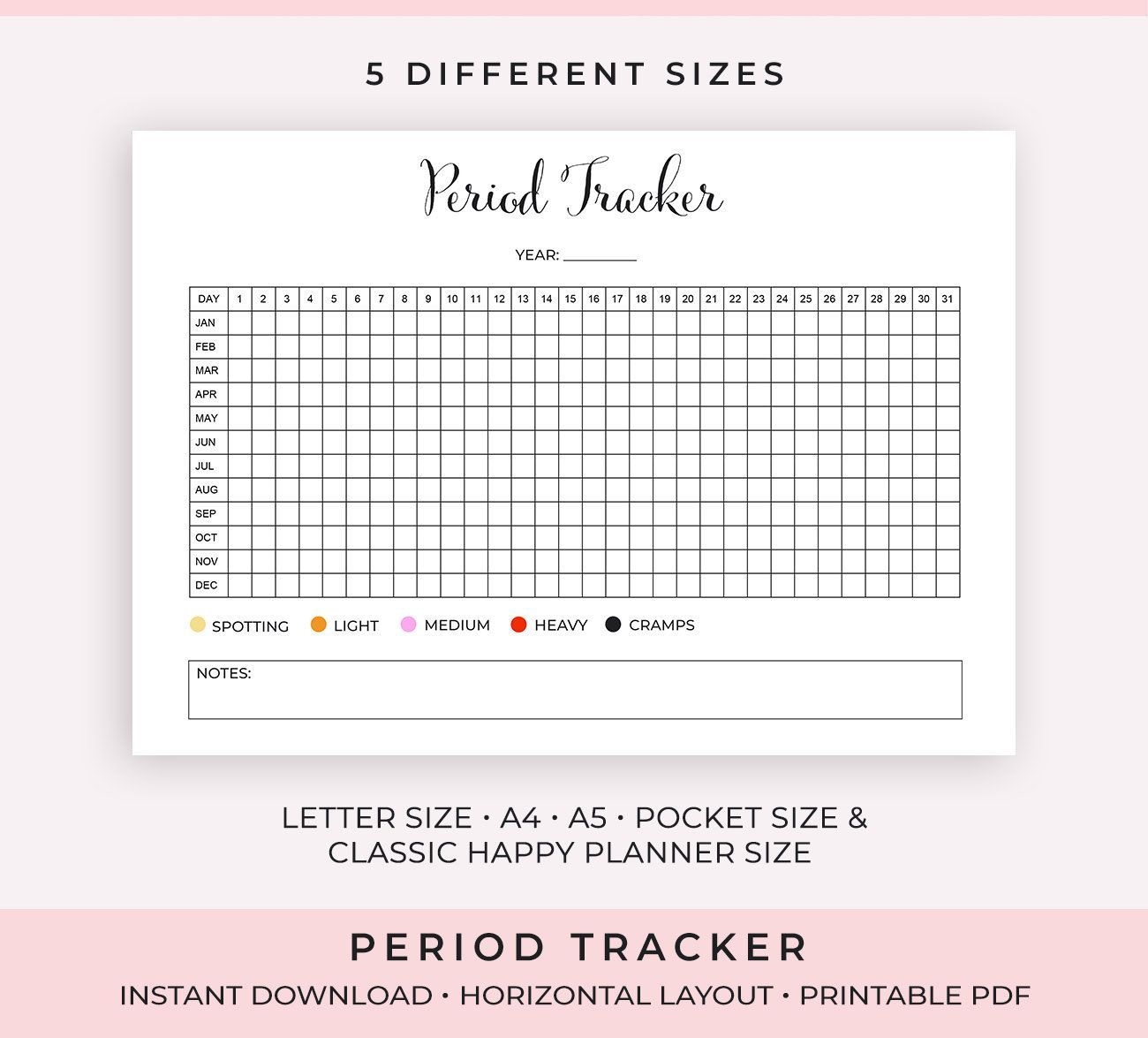 Period Tracker - Menstrual Cycle Tracker Printable