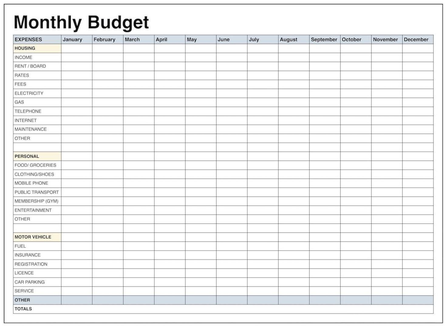 Pick Blank Monthly Budget Excel Spreadsheet (With Images