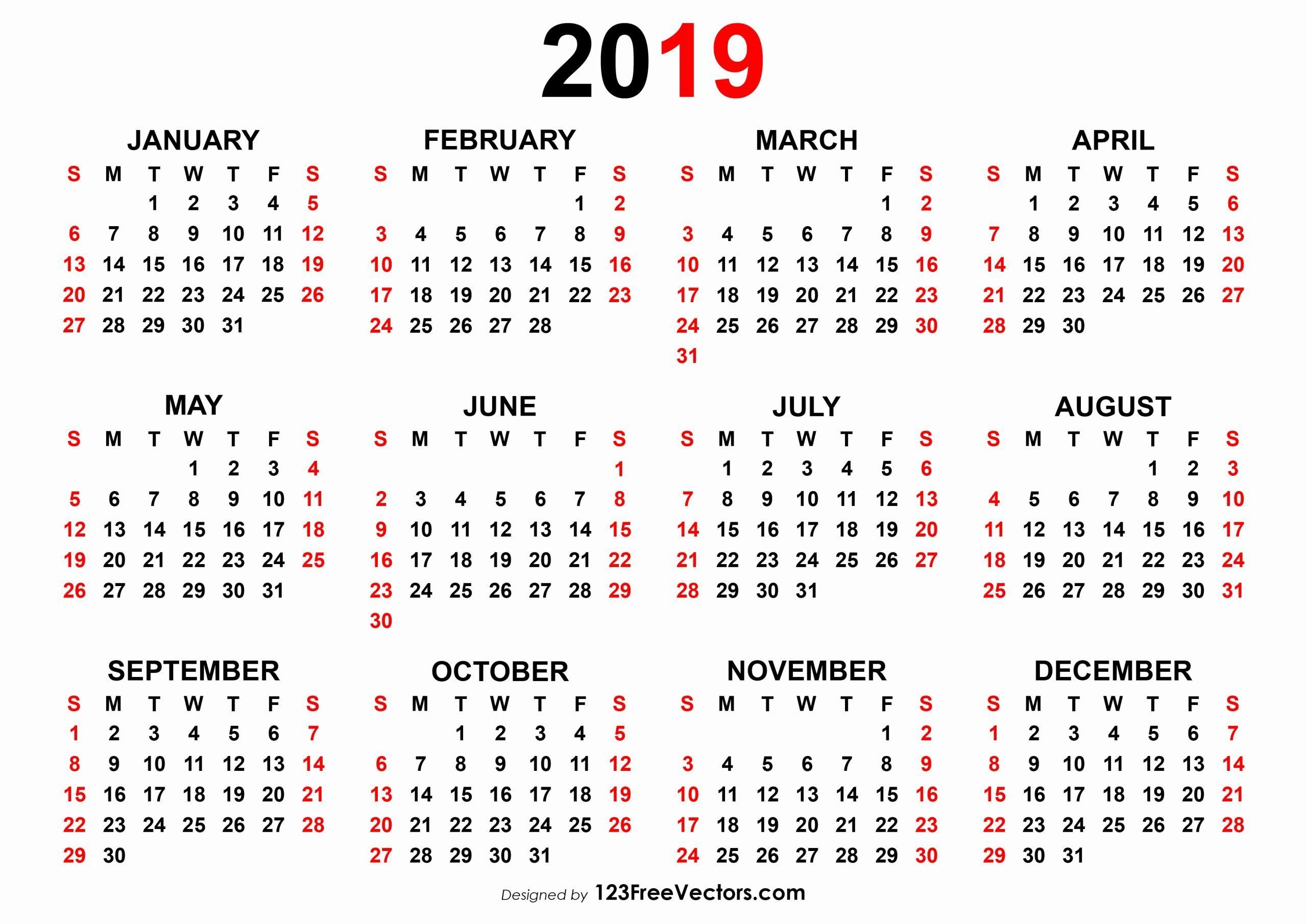 Free Calendar Numbers Printable PDF