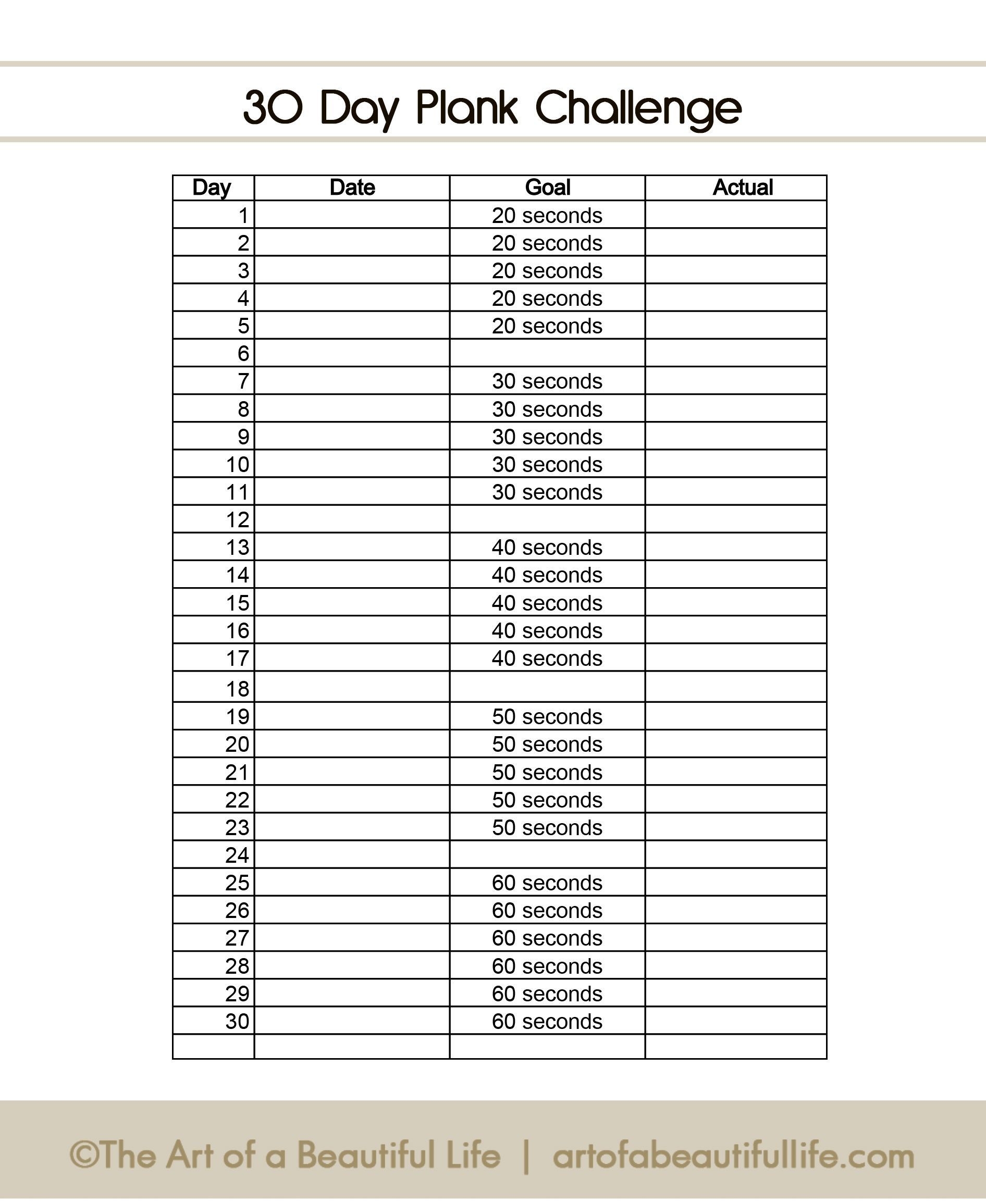 Plank Challenge 30 Day Chart - - Yahoo Search Results | 30