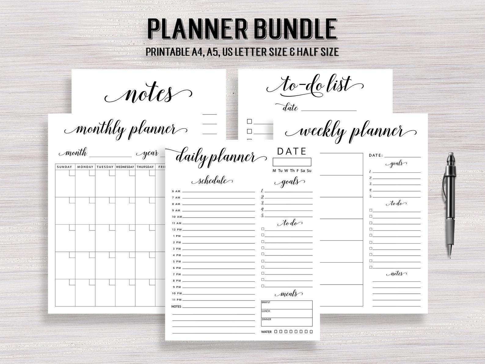 Planner Bundle Printable, Planner Pages Kit, Planner Inserts
