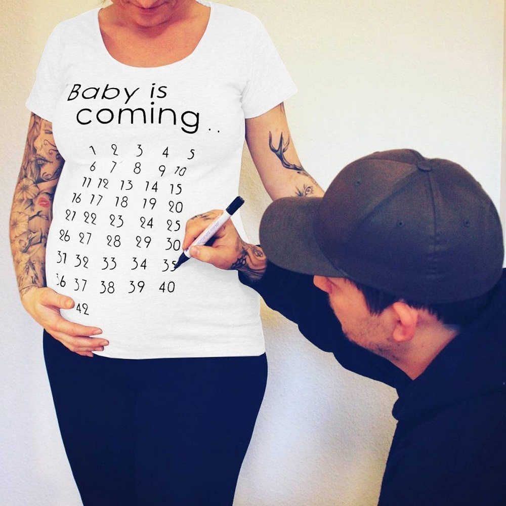 Pregnancy Tees Stickers Baby Coming Maternity Women Calendar Countdown  Pregnancy Mark Off Baby Birth Countdown 42 Weeks
