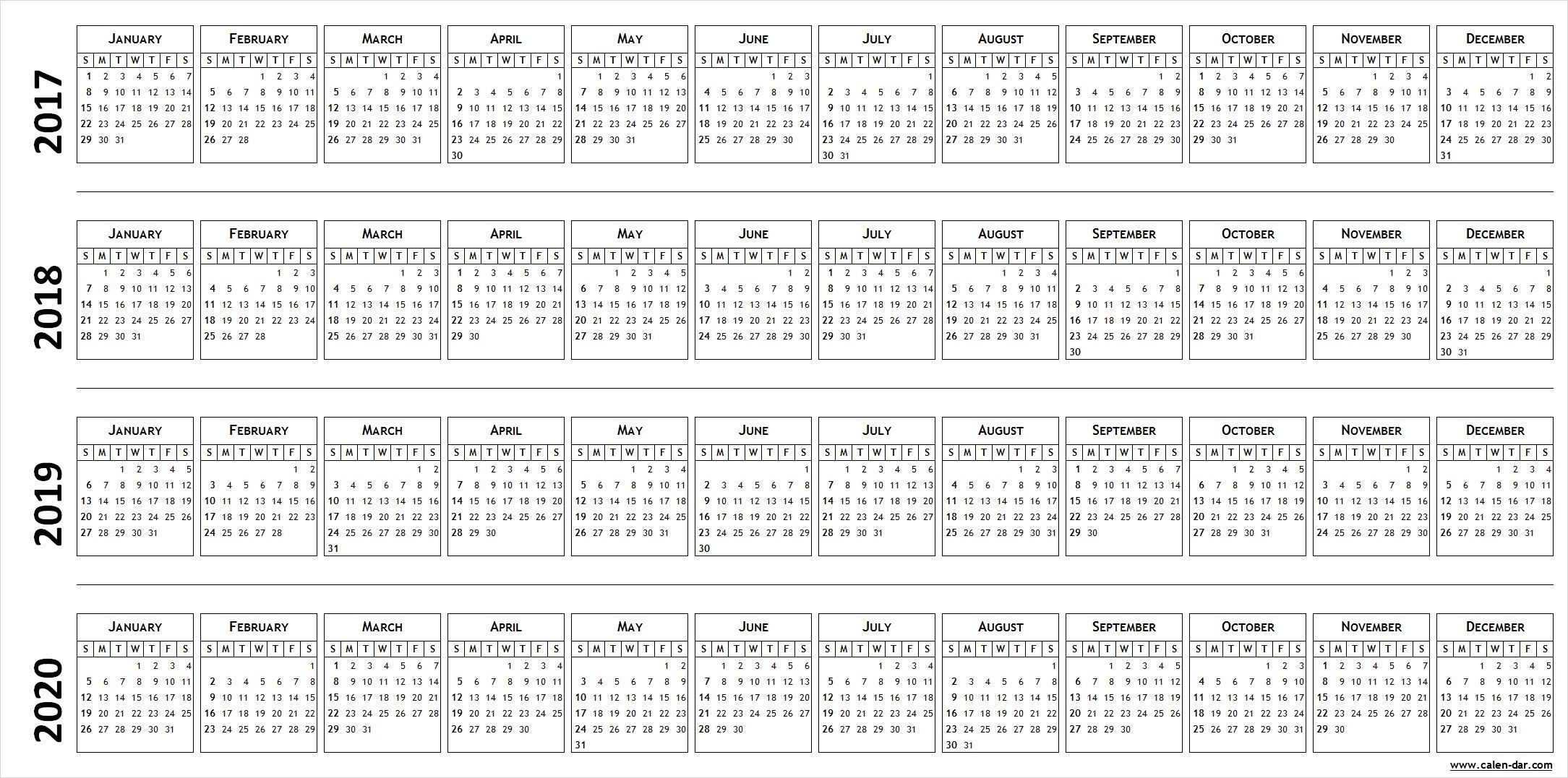 Printable 2017 2018 2019 2020 Calendar Template (With Images