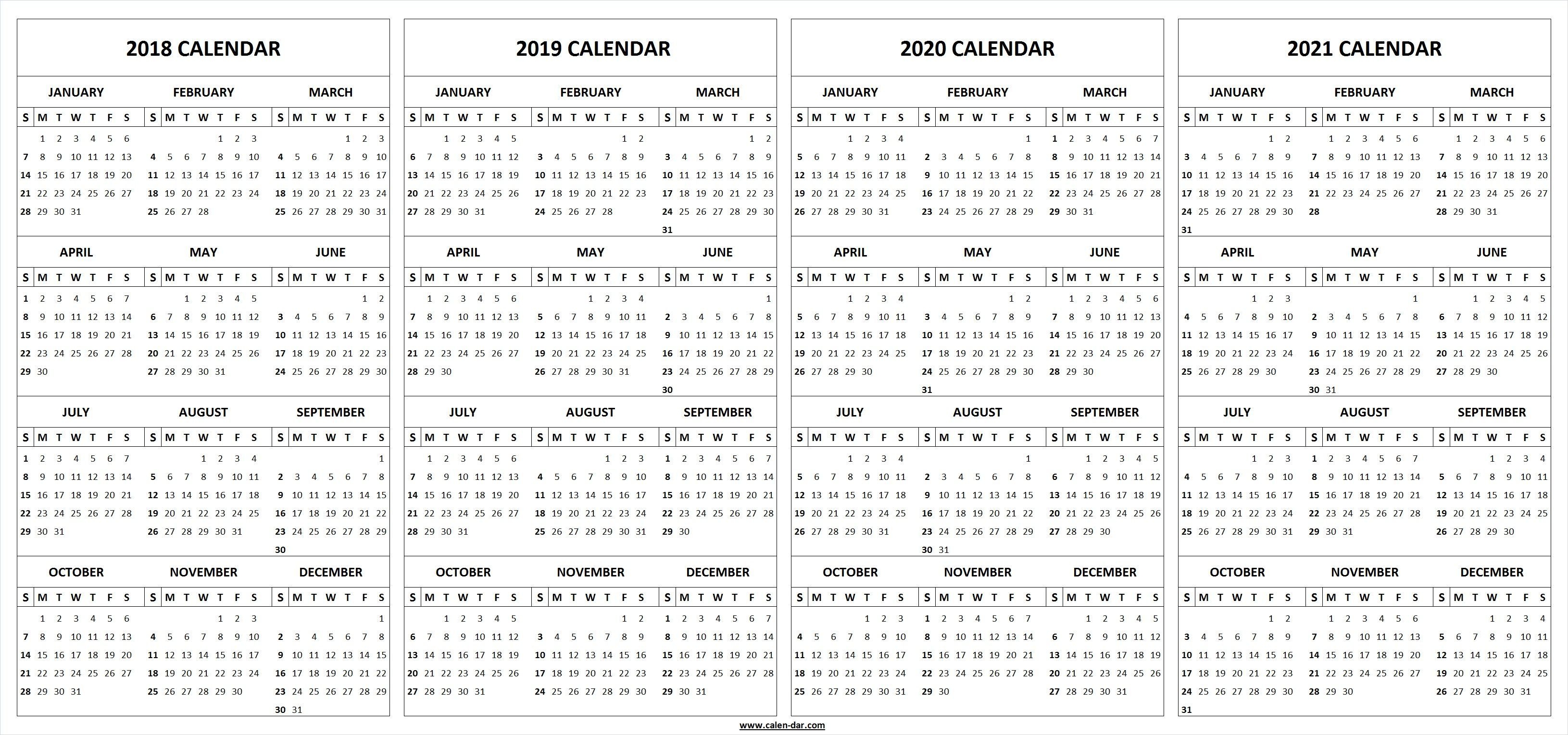 Printable 2018 2019 2020 2021 Calendar Template (With Images