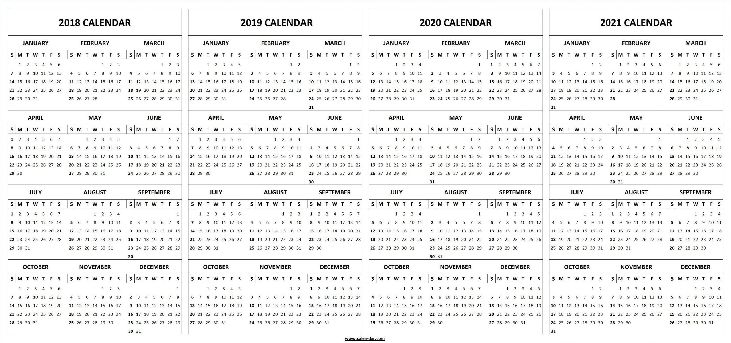 Printable 2018 2019 2020 2021 Calendar Template (With Images