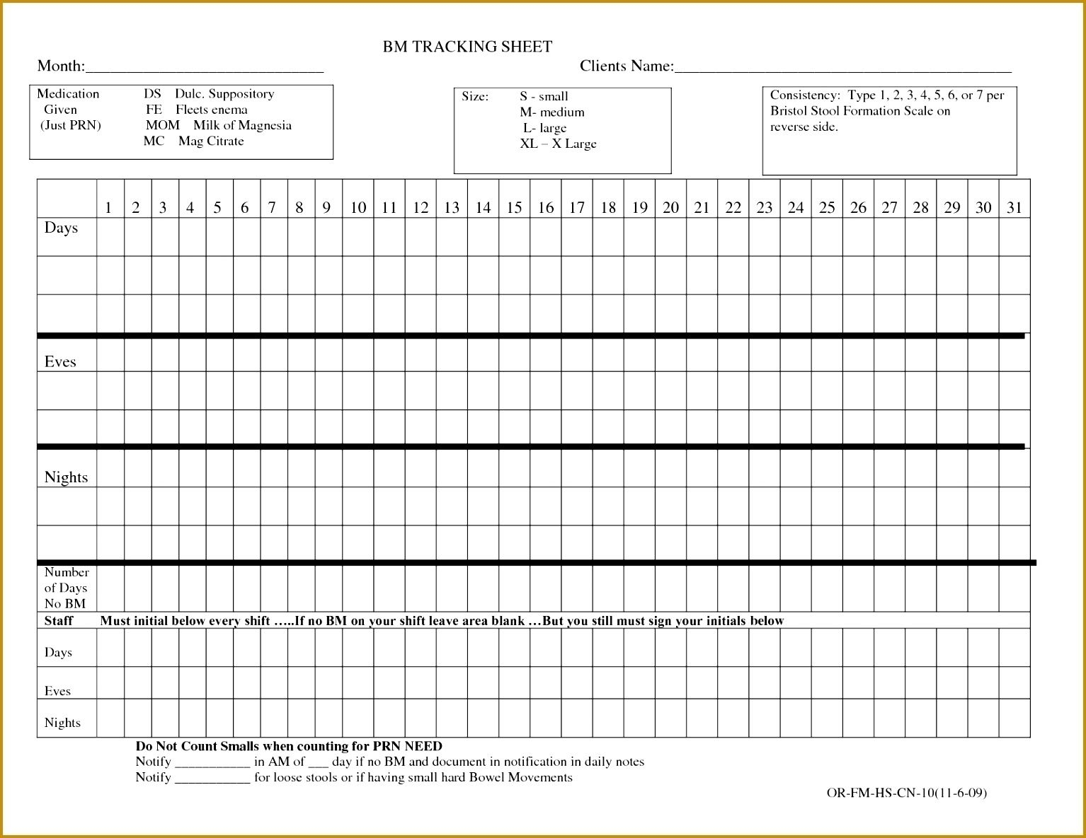 Printable 30 Day Medication Sheet - Calendar Inspiration Design