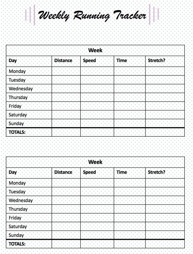 Printable A4 Running Planner - Exercise Log - Marathon