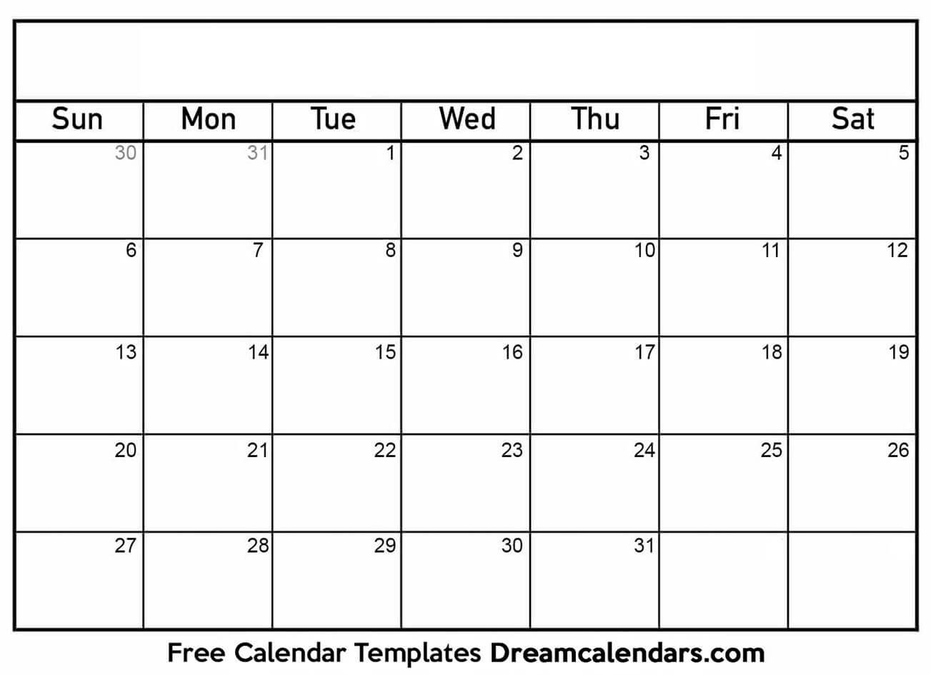 Printable Blank Calendar 2020 | Dream Calendars