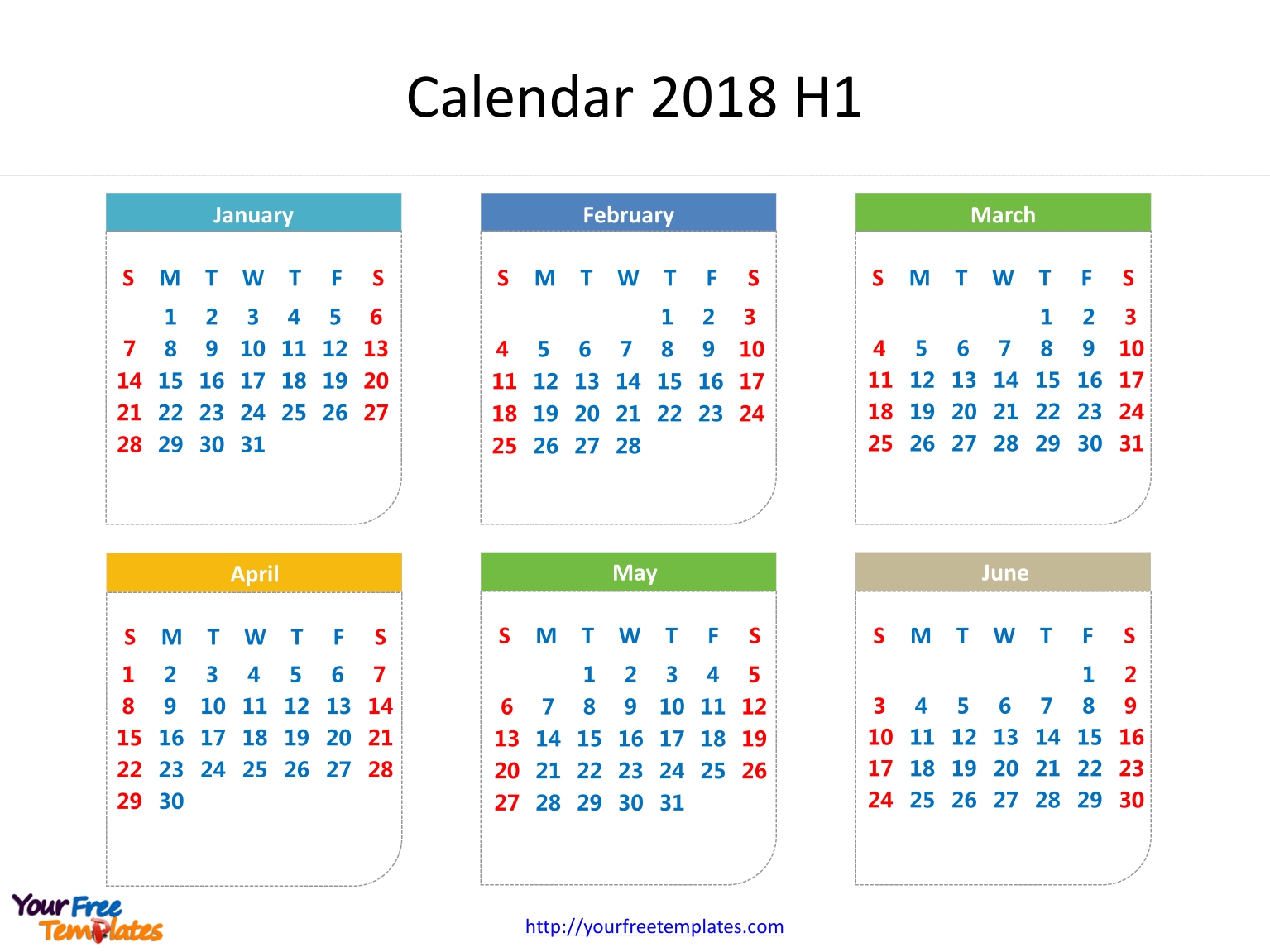 Printable Calendar 2018 - Free Powerpoint Templates