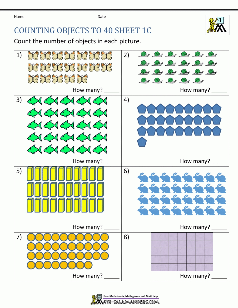 Printable Counting Worksheet - Counting Up To 50