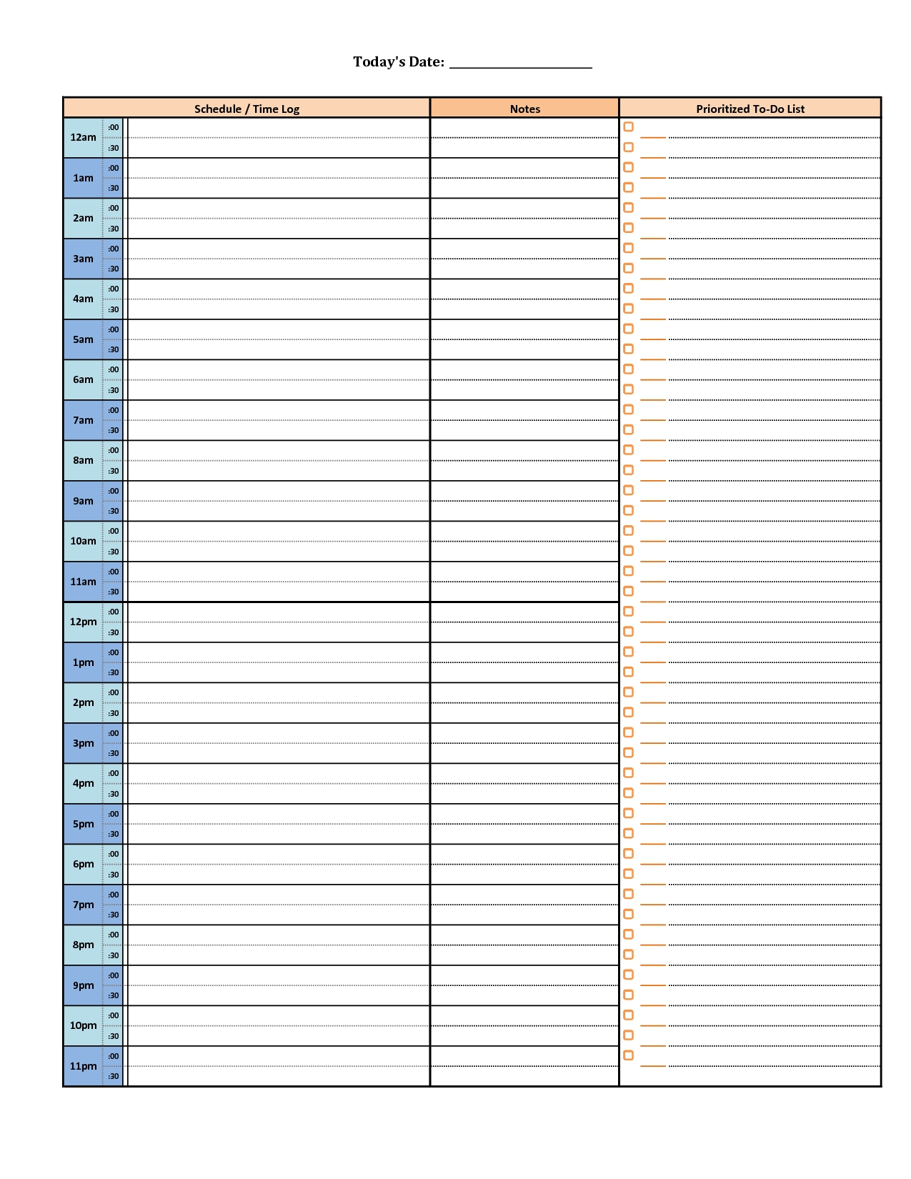 Printable Daily Hourly Schedule Template | Hourly Planner