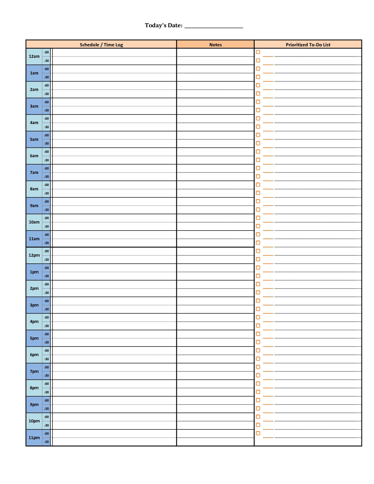 Best Printable Daily Hourly Schedule Template