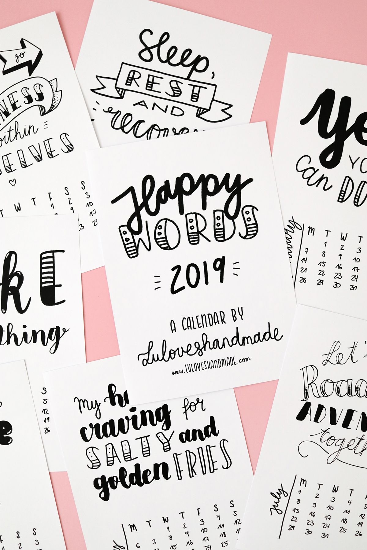 Printable Handlettering Calendar 2019 On Etsy