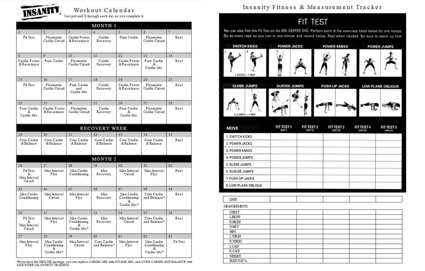 Printable Insanity Workout Calendar Pdf Free (With Images