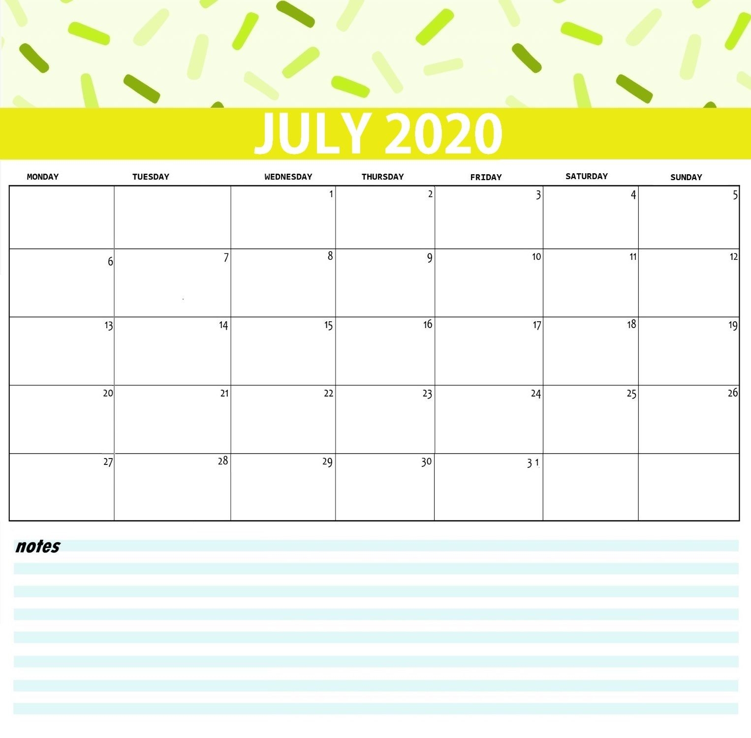 Printable July 2020 Calendar | Max Calendars