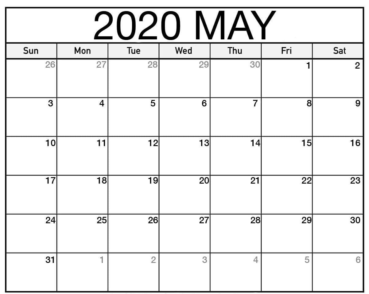 Printable May 2020 Calendar Pdf Word Excel Template