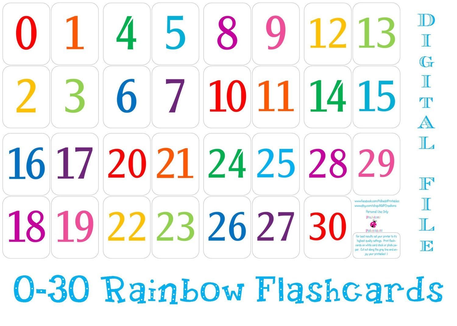 Best Free Printable Numbers Flashcards 1 To 31