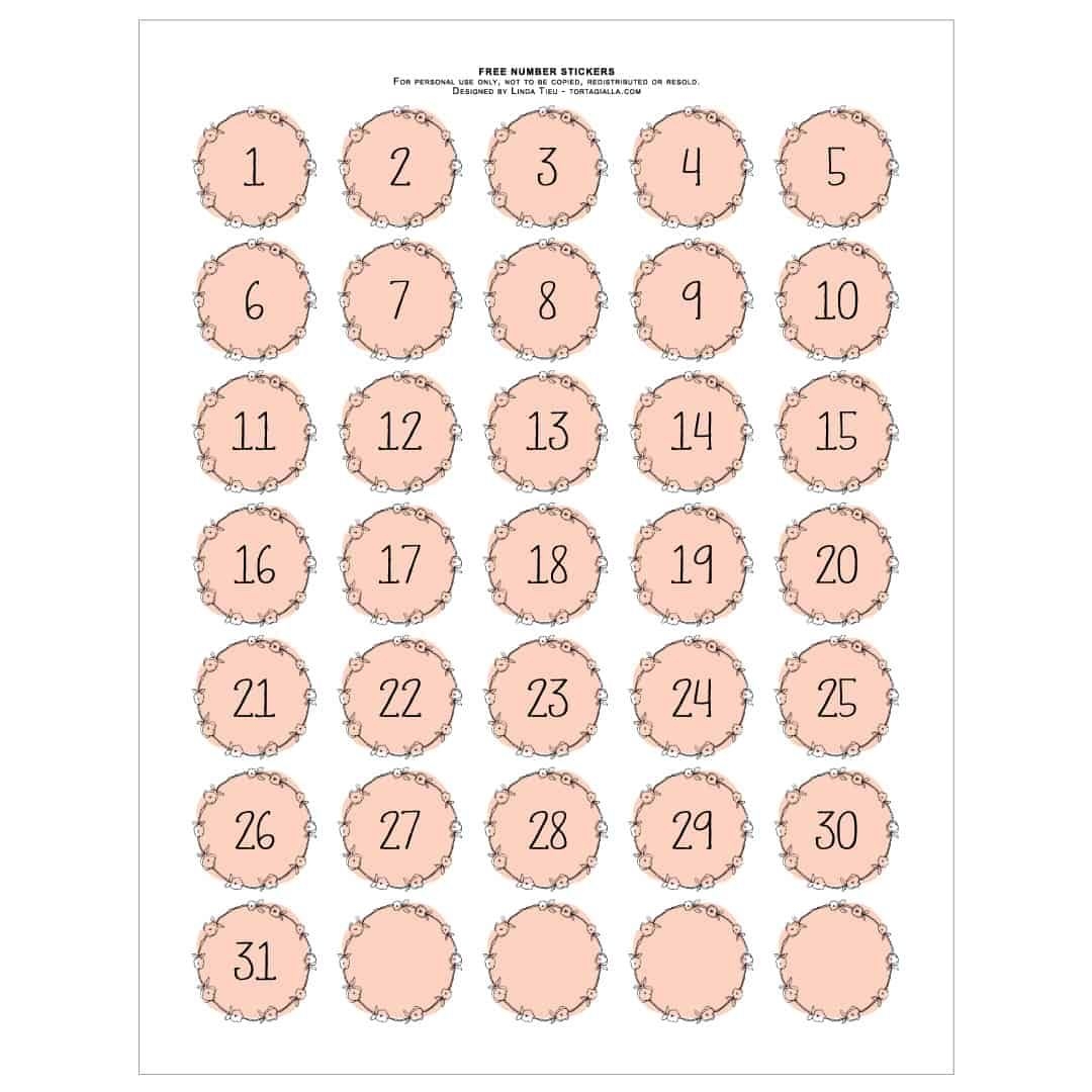Printable Numbers - Pretty Pink Wreath Style | Tortagialla
