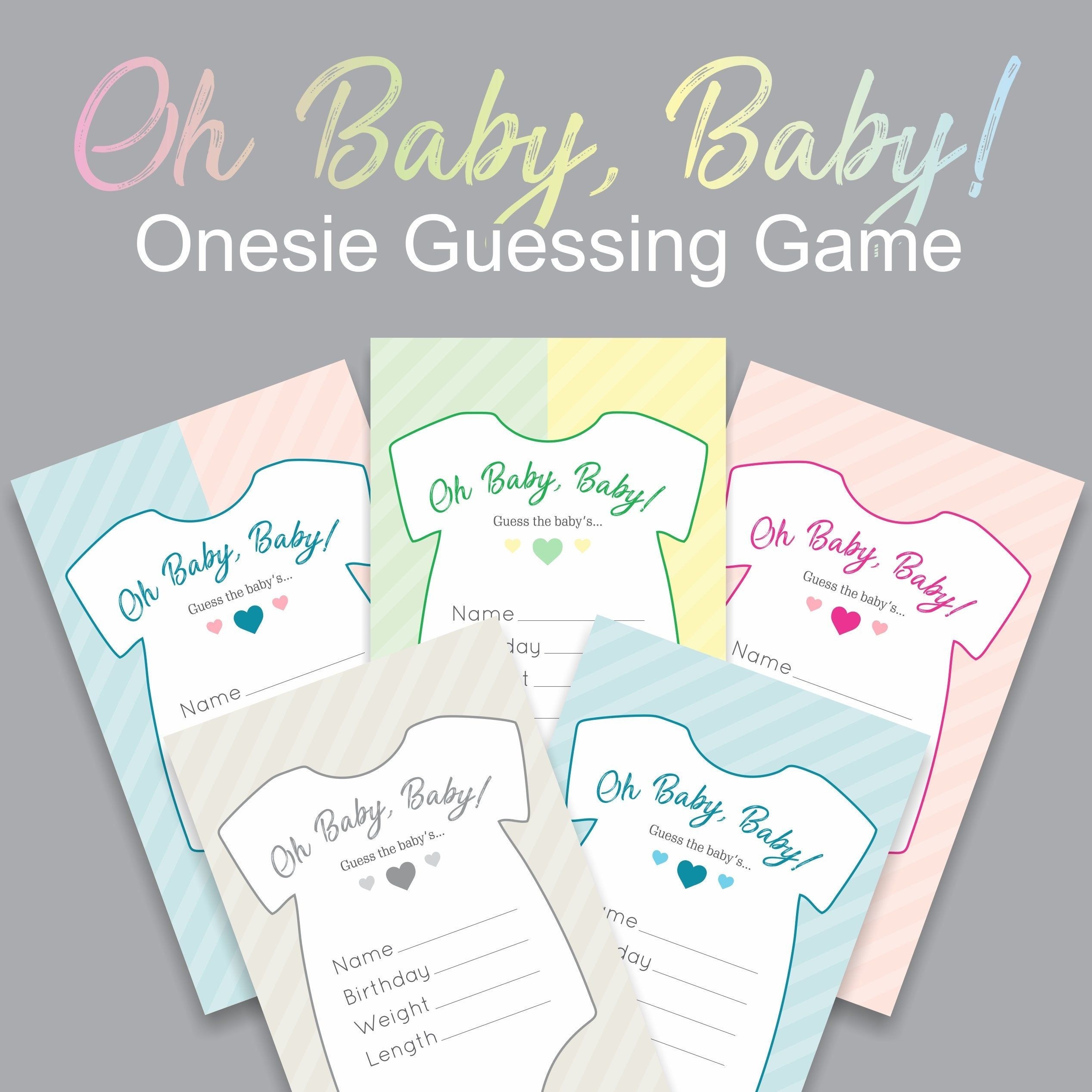 Printable Onesie Baby Shower Game, 5X8 Guess The Due Date Printable, Unisex  Shower Game, Baby Shower Game Cards
