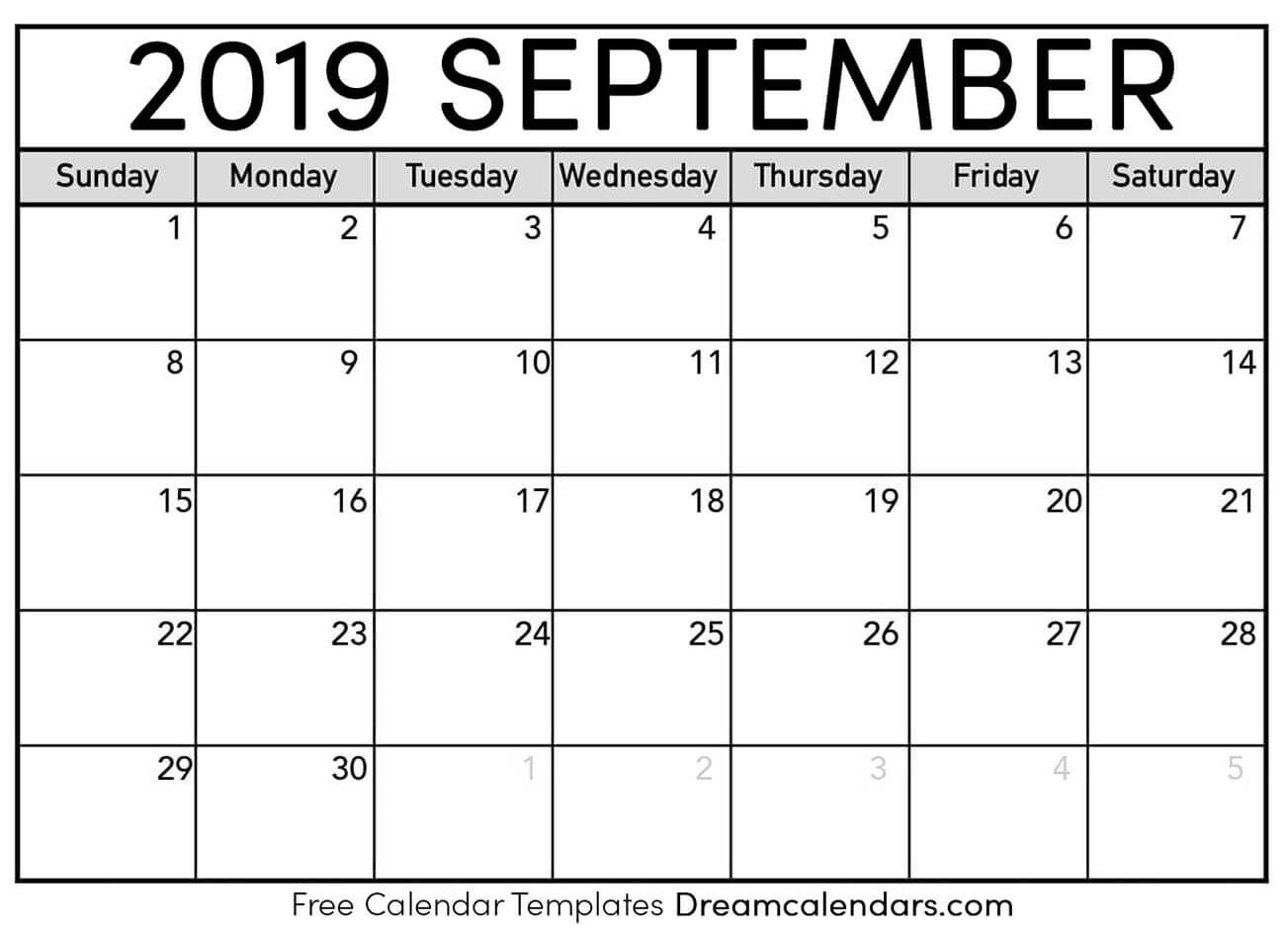 Printable September 2019 Calendar