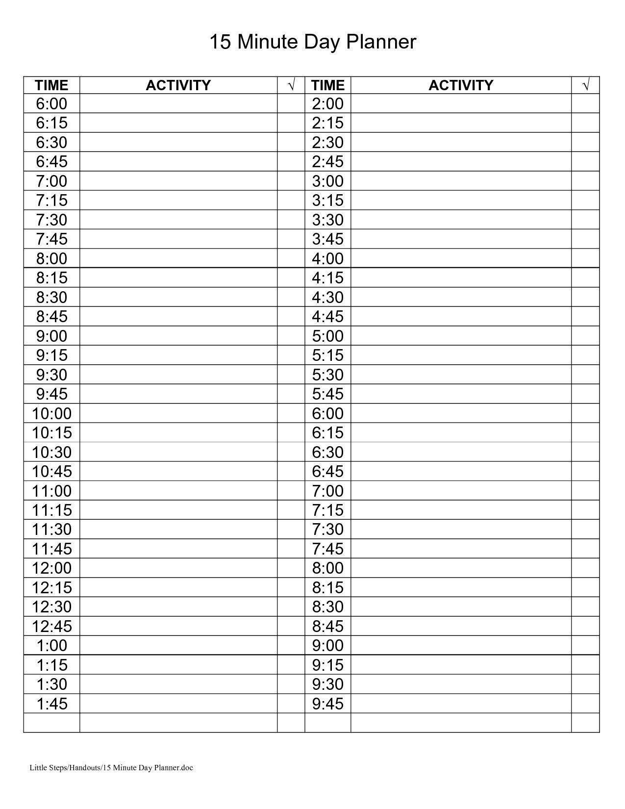 free five day daily schedule template